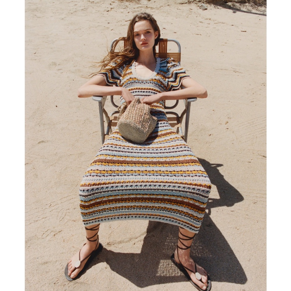 Zara LONG STRIPED KNIT DRESS - Picture 3 of 10